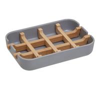 Orsina Modern Grey Bamboo Soap Dish, Minimalist Draining Soap Tray With Removable Insert, Bathroom Soap Holder Orsina Grey