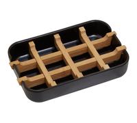 Orsina Modern Grey Bamboo Soap Dish, Minimalist Draining Soap Tray With Removable Insert, Bathroom Soap Holder in Black Orsina Black