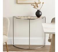 Orsina Modern Half Moon Console Table With White Agate Top, Luxe Design Table For Hallway, Distinctive Table Orsina White