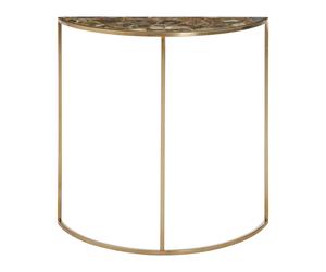 Orsina Modern Half Moon Console Table With White Agate Top, Luxe Design Table For Hallway, Distinctive Table in Black Orsina Black