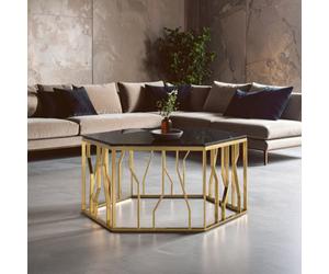 Orsina Modern Hexagonal Coffee Table Sturdy Metal Decorative Table For Livingroom, Hexagonal Display Table