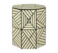 Orsina Modern Ivory And Black Stool,monochromatic Bar Stool,unique Octagonal Decorative Seat,sturdy Wooden Seat