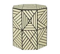Orsina Modern Ivory & Black Stool, Monochromatic Bar Stool, Unique Octagonal Decorative Seat, Sturdy Wooden Seat in White Orsina White