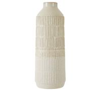 Orsina Modern Large Grey Textured Glass Vase, Ribbed Design Flower Vase for Contemporary Spaces, Modern Large Vase in White Orsina White