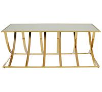 Orsina Modern Mirrored Top Coffee Table, Elegant Chrome Finished Accent Table, Contemporary Decorative Table in Gold Orsina Gold