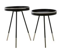 Orsina Modern Monochrome Set of 2 Side Tables, Round Wooden Tables with Raised Edges, Sleek Black Tables Orsina Black