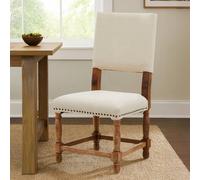 Orsina Modern Oak Burn Whitewash Linen Dining Chair, Sturdy Modern Dining Chair For Kitchen, Rustic Modern Chair