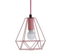 Orsina Modern Pastel Blue Pendant Light, Open Frame Hanging Lamp With Exposed Bulb Design, Compact Ceiling Fixture in Pink Orsina Pink