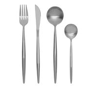 16-Piece Matte Silver Stainless Steel Cutlery Set silver-coloured