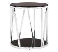 Orsina Modern Round Chrome Finish Side Table, Durable Side Table For Livingroom, Tempered Glass Modern Side Table