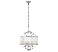 Orsina Modern Round Pendant Lamp, Crystal Glass Shade Hanging Light With Silver Finish, Globe Ceiling Fixture Orsina Silver