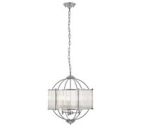 Orsina Modern Round Pendant Lamp, Crystal Glass Shade Hanging Light With Silver Finish, Globe Ceiling Fixture
