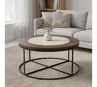Orsina Modern Side Table With Latticed Base, Practical Wooden Round Table For Outdoor Patio, Black Bedside Table