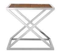 Orsina Modern Side Table With Stainless Steel Frame And Distressed Wood Top, Industrial Side Table, Bedside Table