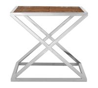 Orsina Modern Side Table with Stainless Steel Frame & Distressed Wood Top, Industrial Side Table, Bedside Table in Natural Orsina Natural