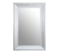 Orsina Modern Silver Rectangular Wall Mirror, Contemporary Silver Frame Wall Decor, Sleek Mirror With Wooden Frame Orsina Silver