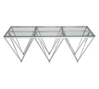 Orsina Modern Spike Triangles Base Coffee Table, Luxe Accent Modern Coffee Table, Durable Decorative Coffee Table in Silver Orsina Silver