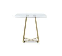 Orsina Modern Square Gold Finish Dining Table, Sturdy Table For Entertaining Guests, Minimalist Open Base Table Orsina Gold