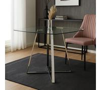 Orsina Modern Square Gold Finish Dining Table, Sturdy Table For Entertaining Guests, Minimalist Open Base Table in Silver Orsina Silver