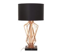 Orsina Modern Table Lamp With Black Fabric Shade, Bronze Metal Frame And Marble Base, Contemporary Desk Lamp