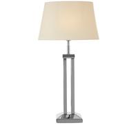 Orsina Modern Table Lamp With Dual Rod Base, High Gloss Nickel Finish & White Fabric Shade, Boutique Accent Lighting in Silver Orsina Silver