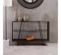 Orsina Modern Three Tier Grey Glass Top Console Table with Spacious Storage, Black Console Table For Living Room Orsina Black