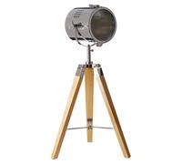Orsina Modern Tripod Table Lamp With Swivel Chrome Shade, Adjustable Spotlight Table Lamp With Wooden Base