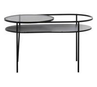 Modern Two Tier Black Table, Glass Cocktail Table, Metal and Glass Sofa Table, Versatile Oval-Shaped Table Premier Housewares Black One Size