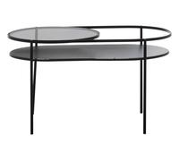 Orsina Modern Two Tier Black Table, Glass Cocktail Table, Metal & Glass Sofa Table, Versatile Oval-Shaped Table Orsina Black