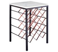 Orsina Modern White Marble & Iron Wine Rack Table, Geometric Iron Framed Wine Storage Cabinet, Decorative Wine Table Orsina White