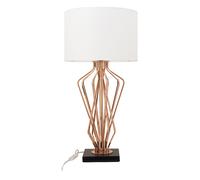 Orsina Modern White Shade Table Lamp, Bronze Metal Frame With Crossover Design, Black Marble Base Accent Light in Gold Orsina Gold