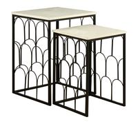 Orsina Monochromatic Set Of 2 Marble Tops Side Tables, Black Finish Square Table, Decorative Marbled Top Side Table Orsina Black