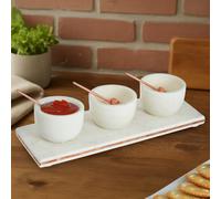 Interiors by PH Maison 3 Piece Condiment Paddle Board - White & Copper Marble, White
