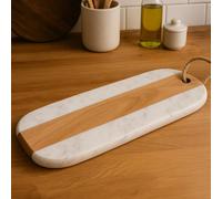 Orsina Monzaro Oblong White Marble And Acacia Wood Board