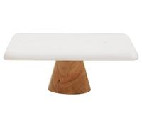Orsina Monzaro White Marble & Acacia Wood Cake Stand Orsina White