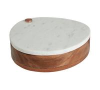 Premier Housewares Marble Cheese Board and Knife Set, Copper/Wood - White