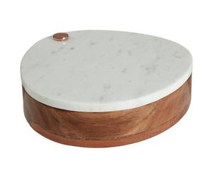 Orsina Monzaro White Marble And Wood Cheese Cutter And Board Set