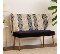 Orsina Moroccan Style 2-Seater Sofa With Carved Wood Frame, Handcrafted Traditional Sofa With Ornate Detailing in Black Orsina Black