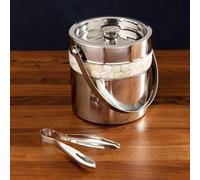 Premier Housewares 507578 Ice Bucket with Mother of Pearl Inlay Design, Silver , 16 x 16 x 17 cm