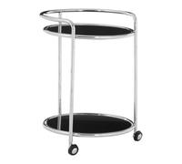 Orsina Movable Round Silver Finish Trolley, Tempered Glass Drinks Trolley For Parties, Elegant Kitchen Trolley