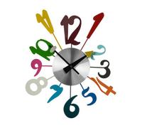Premier Housewares Funky Numbers Wall Clock, Metal, Multi-Colour, 5 x 34 x 38 cm
