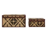 Orsina Multi-Colour Storage Trunks, Set of 2 Metal Trunks, Decorative Storage Trunks, Stylish Storage Trunks in Brown Orsina Brown