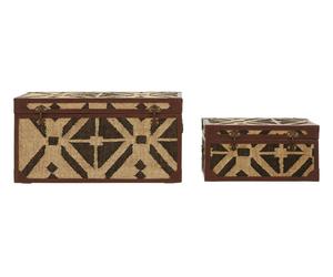 Orsina Multi-Colour Storage Trunks, Set of 2 Metal Trunks, Decorative Storage Trunks, Stylish Storage Trunks in Brown Orsina Brown