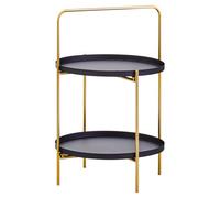 Orsina Multi Functional And Stylish Two Tier Black And Gold Rose Side Table, Contrast Bed Side Small Table
