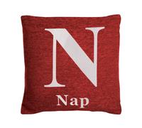 Orsina Nap Words Black Cushion in Red Orsina Red