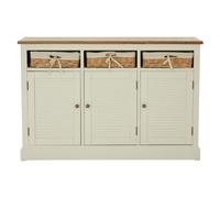 Orsina Natural And Cream Sideboard, Mid Century Sideboard, Stylish Solid Wood Sideboard With 3 Drawers And 3 Doors