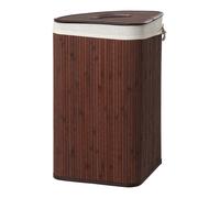 Orsina Natural Bamboo Corner Laundry Hamper, Space-Saving Triangular Design With Lid & Cotton Lining in Dark Brown Orsina Dark Brown