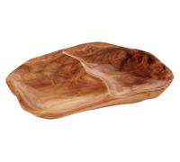Orsina Natural Cedarwood Kora 2 Compartments Serving Tray in Brown Orsina Brown
