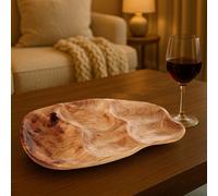 Orsina Natural Cedarwood Kora 3 Compartments Serving Tray in Brown Orsina Brown