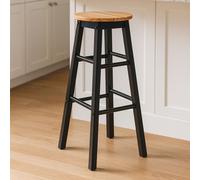 Orsina Natural & Grey Wood Bar Stool, Industrial Wooden Kitchen Stool, Compact Counter Height Seating For Home in Black Orsina Black